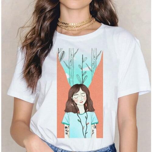 Fashion Creative Graphic Tees Women Korean Harajuku Kawaii T-shirt Summer White Plus Size Short Sleeve Streetwear Top Female