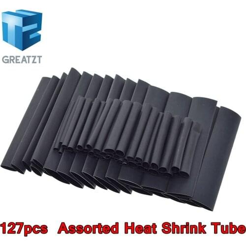 GREATZT 127pcs/set Assorted Heat Shrink Tube Black Wire Wrap Electrical Insulation Cable Sleeving 2-13mm