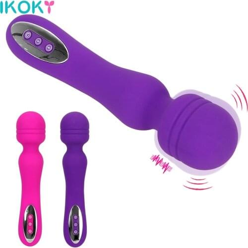 IKOKY Clitoris Stimulator Female Masturbation AV Stick Vibrator Sex Toys for Women Magic Wand Massager 12 Frequency Erotic