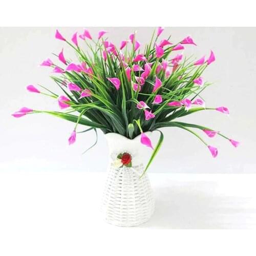 Calla Lily Artificial plant Flowers Green Plastic Grass Fake plant Decorate flowers For Wedding Home Decoration Plant Grass