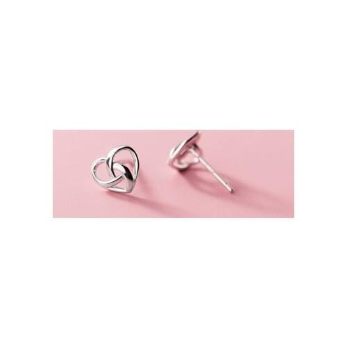 Exquisite Heart Knot Stud Earrings For Women Girls Elegant Silver Plated Earring Fashion Jewlery Valentines Day Birthday Gifts