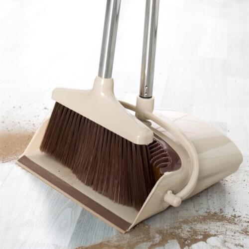 2PCS Broom Dustpan Set Multifunction Non-Slip Handle Soft Bristle Broom Push Sweepers Floor Thicken Windproof Household Cleaning
