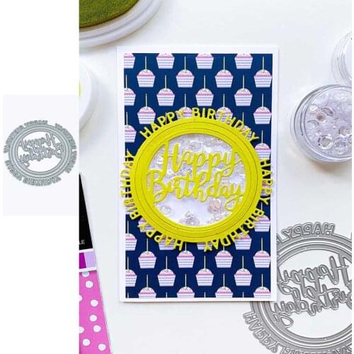 Round of Happy Metal Cutting Dies Scrapbook Diary Decoration Stencil Embossing Template DIY Greeting Card Handmade Make Album
