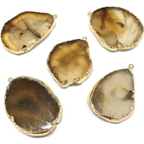 Natural stone slice agates pendant Irregular shape Pendants for Jewelry Making DIY Necklace Accessories Reiki Healing Jewellery