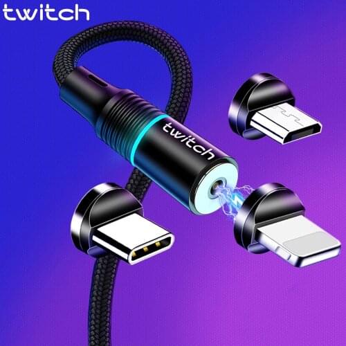 Twitch 2m Magnetic Micro USB Cable For iPhone Samsung Android Mobile Phone Fast Charging USB Type C Cable Magnet Charger Wire