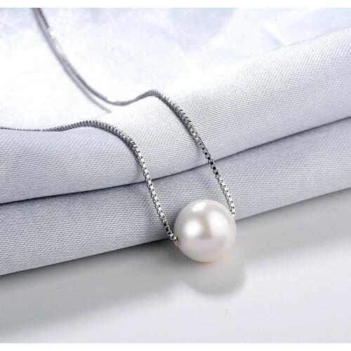 Minimalist 925 Sterling Silver Pearl Box Chain Pendants Necklaces for Women Wedding Jewelry kolye collares bijoux femme