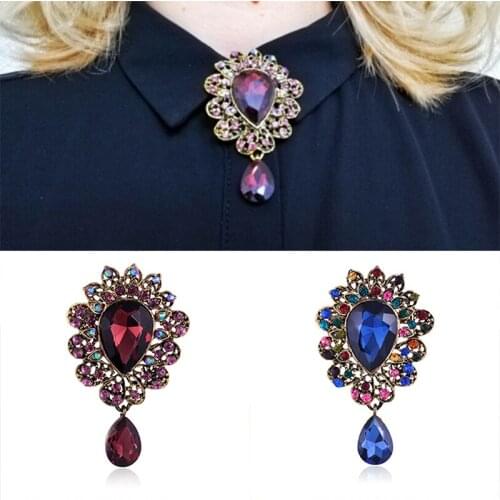 Multifunction Brooch Brooches Accessories Rhinestone Drop Water Antique Turkish Jewelry Women Party Corsage