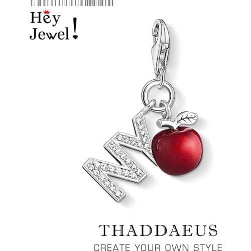 Fashion Jewelry Apple NY Charm Pendant Fit For Bracelet & Necklace Accessories 925 Sterling Silver Charms With Lobster Clasp DIY