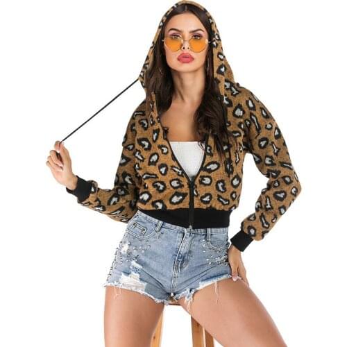 Neatie kiddie 2019 Fashion Leopard Print Casual Jacket Coat Women Clothes Spring Autumn Long Sleeve Hooded Zipper Female Coat