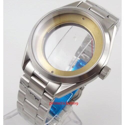 New Arrival Round 41mm Fashion Watch Case with Sapphire Glass +Watch Band Stainless Steel Fit MIYOTA Automatic Movement