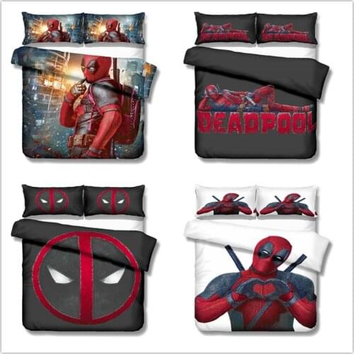 New Marvel Deadpool 3D Bedding Set Adult Boy Children Room Decor Duvet Covers Pillowcases Bedclothes Gifts