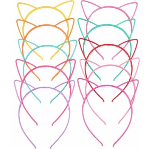 Solid Candy Colour Color Plastic Cat Ear Tiara Princess Headband Hair band With Teeth girls kids Hair Accessories