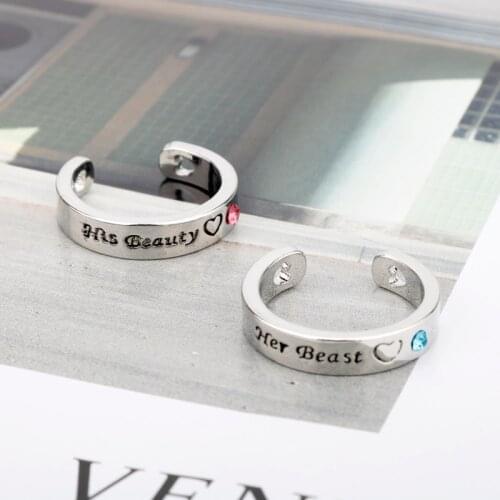Dongsheng 1 Pair Couple Rings Wedding Jewelry For Lovers Her Beast His Beauty Ring Opening Rings Engagement Promise Jewelry -25