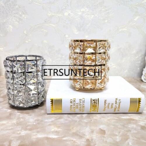 Candle Holder Crystal Candlestick Geometric Table Cup-shaped Pen Makeup brush Holders for Wedding Dinner Decoration