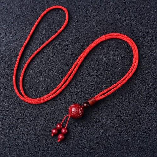 Natural Purple Cinnabar Ball Bead Pendant Necklaces Manual Rope Keystone beads 6-Words Sweater Chain Women Fashion Jewelry Drops