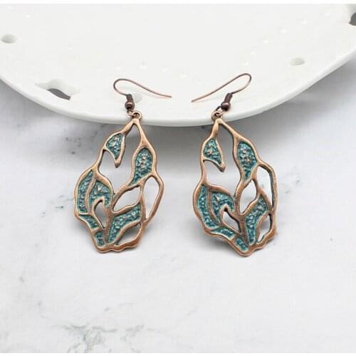 Hollow Scattered leaves earrings Bohemia Charm Female earrings Retro Vintage green pendants For girlfriend gift