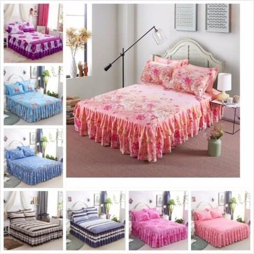 Floral Pattern Bed Skirt Kid Princess Adult Bedskirt Single Twin Full Queen King Size Bed Cover Linen Bedspreads 150x200 180x200