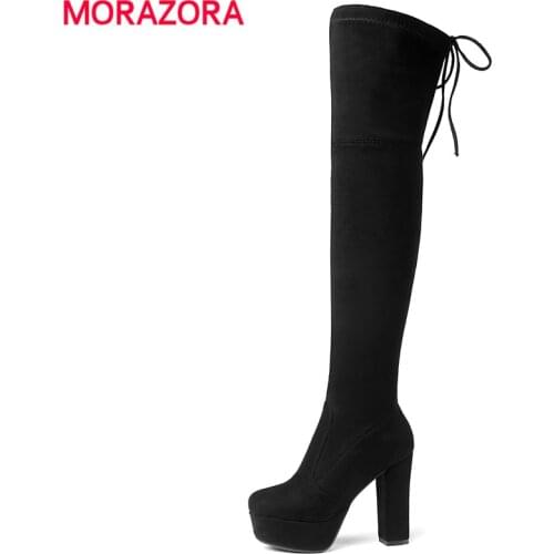 Size 34-43 New 2020 Over the Knee Boots Women Faux Suede Thigh High Boots Platform Stretch Slim Sexy Ladies Womens Winter Boots