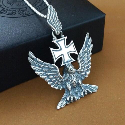 S925 Silver Cross Eagle Pendant