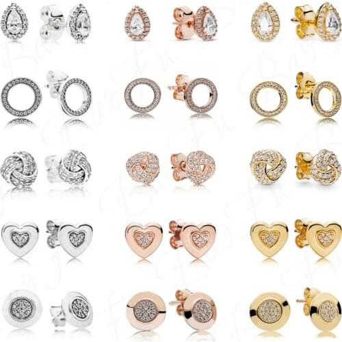 Authentic 925 Sterling Silver Stud Earrings Shiny Elegant Circle Bee and Butterfly Earrings Suitable for Original Female Jewelry
