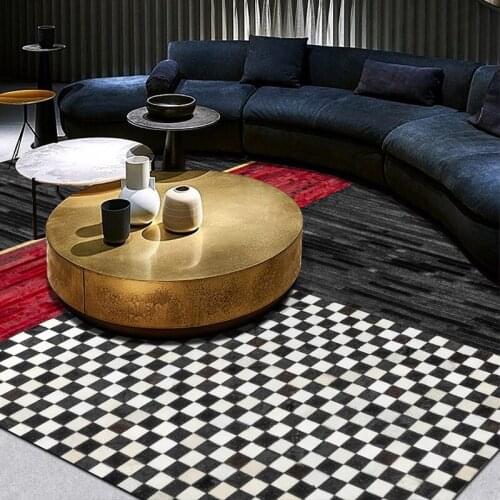 Modern Simple Cowhide Patchwork Area Rugs 100% Genuine Cow Leather Skin Fur Large Carpet Plaid Decor Living Room Fashion Rug
