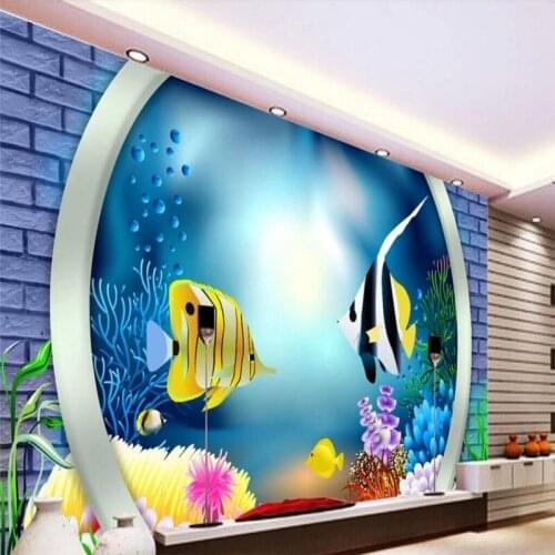 Three-dimensional 3D underwater world TV background wall decorative painting specializing in the production of wallpaper murals