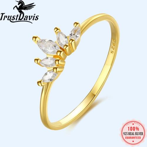 Trustdavis Real 925 Sterling Silver Simple Lovely Delicate Crown Dazzling CZ Finger Ring For Women Wedding 925 Jewelry DA1654