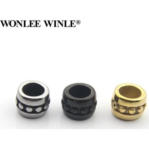 Wonlee Winle Stainless Steel 4mm Hole Spacer Beads Charm For Bracelet Jewelry Making DIY Men&Women String Bracelets