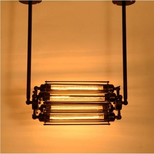 Loft iron pendant light 4 edison bulbs. nightclub industrial Steampunk metal punk lamp Vintage retro deco Lighting Fixture