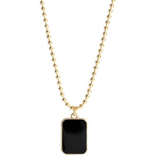 Double-Sided Black Words Pendant Necklace for Women Gold Rose Gold Silver Color Stainless Steel Metal Choker Necklace Gift GN250