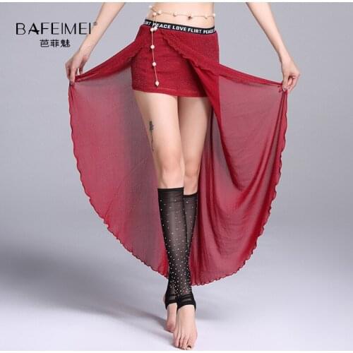 Lady Belly Dance Training Skirt Female Silver Thread Long Skirt Rumba Dancing Suit Students Dance Practice Clothes D-0102