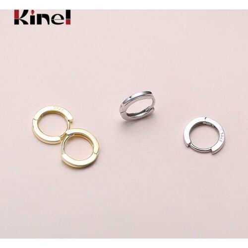 Kinel Real 925 Sterling Silver Simple Round Stud Earrings for Women Geometric Circle Earring Personality Irregular Korean Earrin