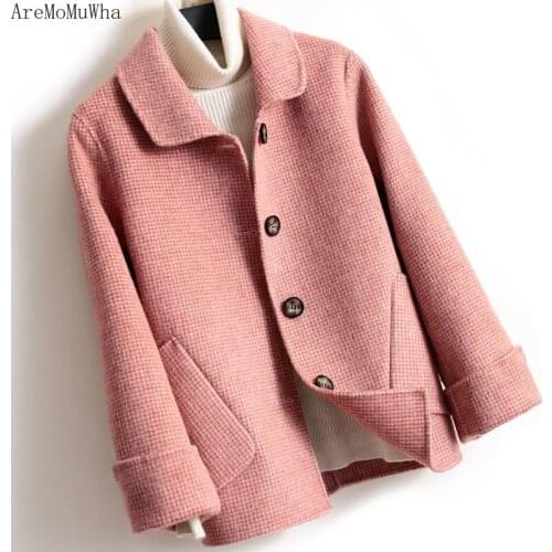 2019 Spring and Autumn New Double-sided Cashmere Coat Jacket Small One 100% Pure Wool Female Short Paragraph woman coats MH507