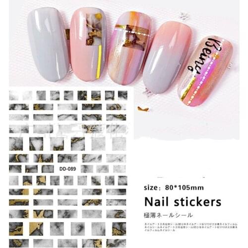 1 Sheet Marble Stone 3D Nail Art Transfer Stickers Houndstooth Nail Designs Line Metal Nail Sticker for Kids 3D Tattoo Stickers
