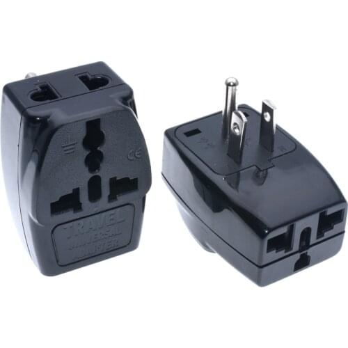 1pcs EU AU UK swiss to USA Japan canada Philippines Thailand Taiwan Grounded US Travel Adapter Outlet 2 in 1 power plug type B