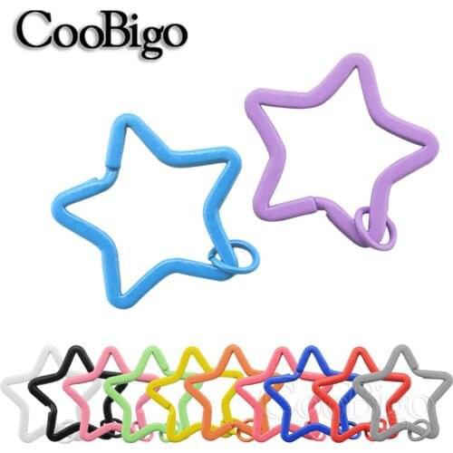10pcs Keyring Key Chain O Rings Keychain Star Shape Metal DIY Craft Jewelry Making Charm Gifts Candy Colours Holder Bag