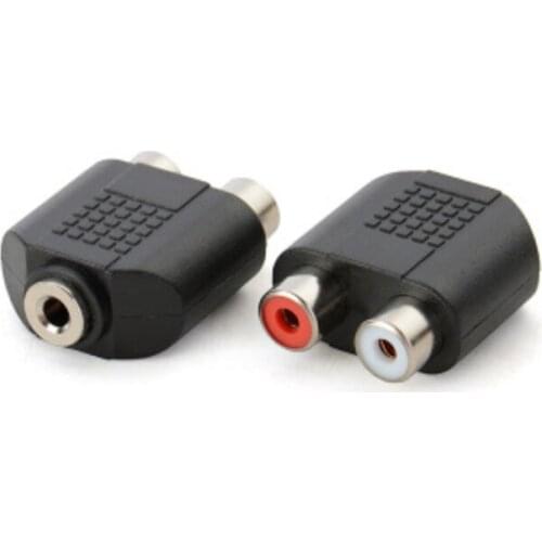 10pcs For Speaker Power Amplifier Plated 3.5mm Audio Stereo Jack Female To 2 RCA Female Audio Jack Connector Adapter