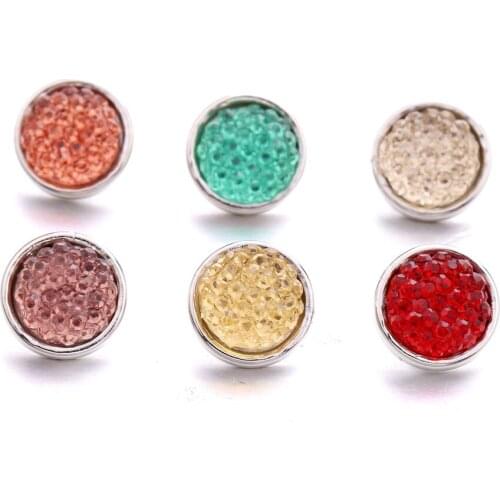 10pcs/lot New Snap Jewelry Shiny Flower Glass Resin 12mm Snap Buttons Fit 12mm Snap Bracelet Earrings Necklace Ginger Charms