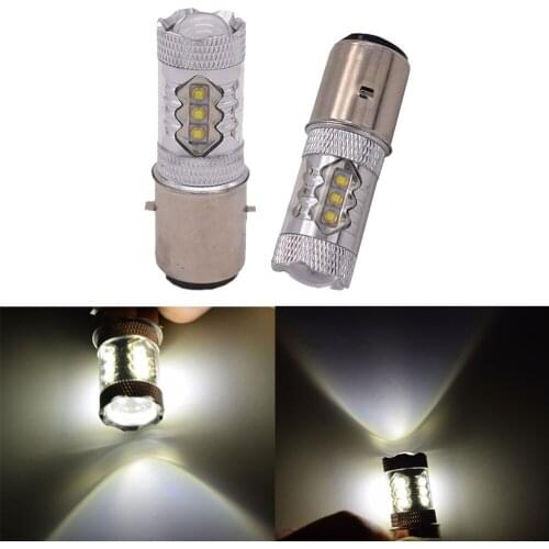 2PCS BA20D H6 H6M P15D 3535 Chips 80W 16 SMD Motorcycle Scooter Headlights White Light Bulbs Autocycle Ligthts DC 12V 24V