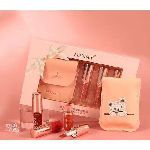 3PCS Soft Color Velvet Mini Lip Glaze Set Matte Gentle Color Waterproof Lipstick Sexy Vampire Lip Stick Cosmet As Gift TSLM1