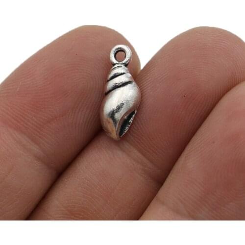 30pcs Silver Plated Shell Charms Pendants for Jewelry Making Bracelet DIY Accessories 16x7mm