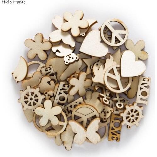 30pcs Mixed Life Theme Wooden Chips for Scrapbooking Embellishments Crafts Home Party Decor Buttons Handmade Accessories 10-22mm