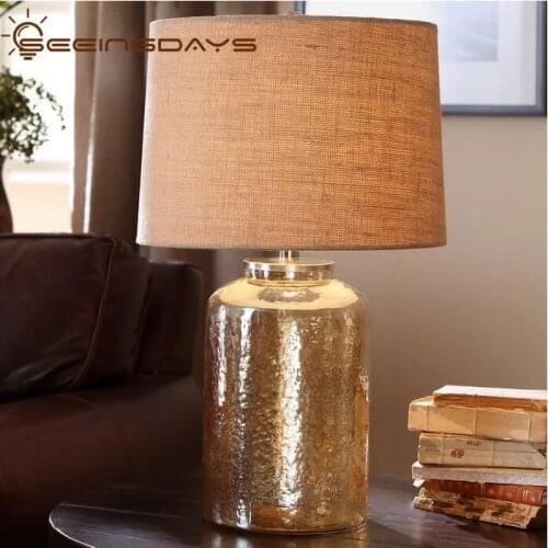 36x58cm Free Shipping Glass Led Night Lamp for Bedroom Living Room Bedside Desk Lamp Vase Style American Table Lamp 110v 220v