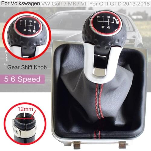 5 6 Speed Manual Car Shift Gear Stick Knob Lever Shifter Gaiter Boot Cover For Volkswagen VW Golf 7 MK7 VII GTI GTD 2013-2018