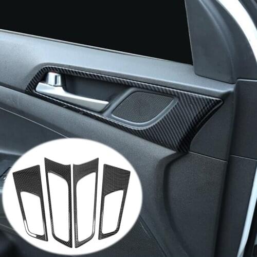 For Hyundai Tucson 2015-2020 accessories ABS Carbon fiber Car inner door Bowl protector frame Cover Trim Car Styling 4pcs