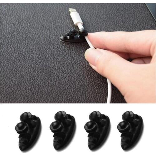 Car interior accessories 4 mini stickers Car product charger cord auto fastener clip / USB cable Car interior hook earphone clip
