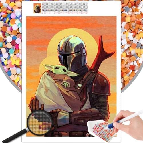 Diamond Painting Star Wars Mandalorian Cartoon Embroidery 5D DIY Square Round Photo Cross Stitch Mosaic Kit Home Decoration