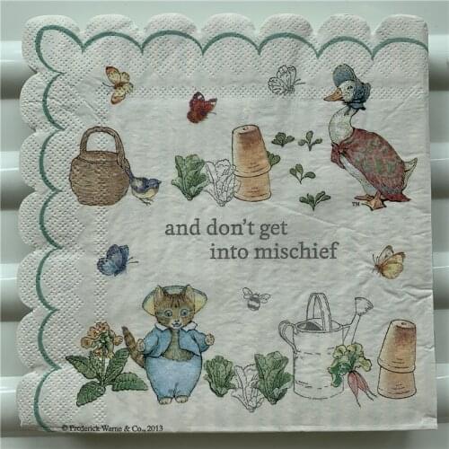 Decoupage paper napkins cute tissue vintage towel cartoon animal cat duck kid birthday wedding party home beautiful decor 20