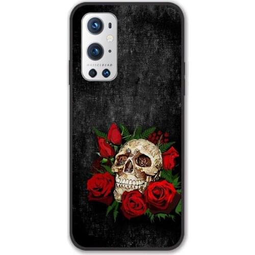 For Oneplus Red Rose Sugar skull Black TPU Border Oneplus Case