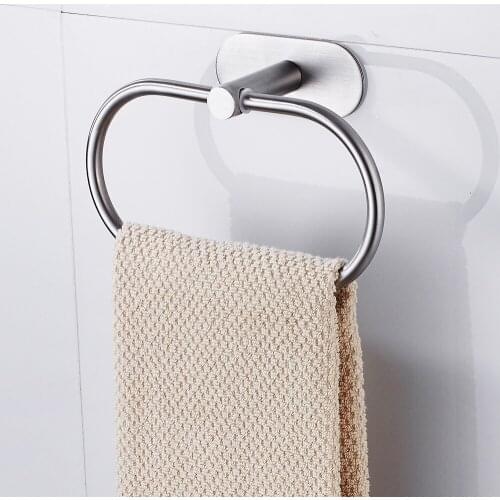 Bathroom Towel Holder Stainless Steel Towel Ring Holder Hanger Wall-Mounted Round Towel Rings Home Hotel Bathroom Accessory